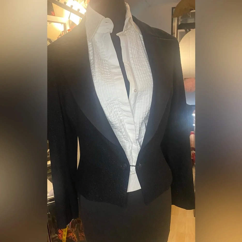 RARE Chanel 05P Shimmer Blazer Crystal CC Chain Link Button Jacket Black
